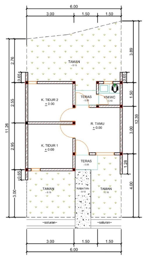 foto denah rumah tipe G02-6 perumahan Puri Anggrek Serang 4 Teritih