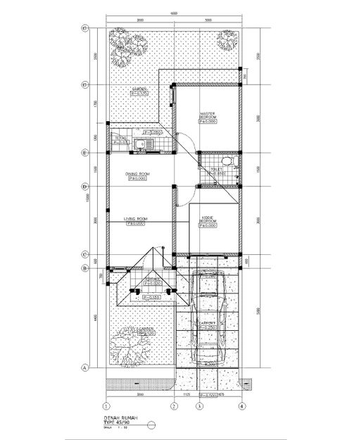 foto denah rumah tipe 43/180 perumahan Harvest City