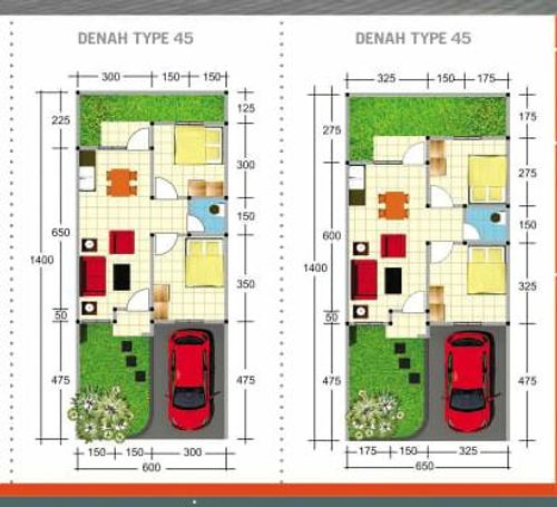 foto denah rumah tipe 45 perumahan GRIYA HARAPAN BAJIMINASA 1
