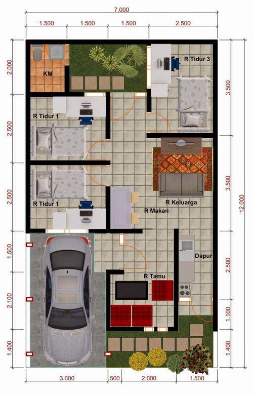 foto denah rumah tipe 55/105 bougenvile I 12A perumahan LAPALMA RESIDENCE