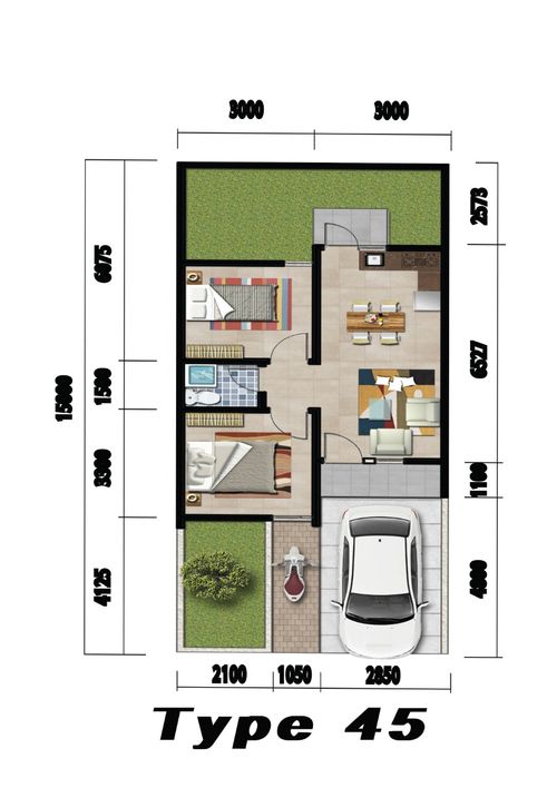 foto denah rumah tipe ZHAKIRIN perumahan VRI Plus (Vila RIzki Ilhami Plus)