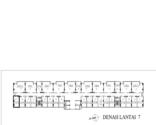 foto denah rumah tipe 2BCA Timur (Lt 7, 8, 18) perumahan Apartemen Poris 88