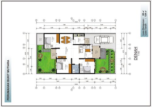 foto denah rumah tipe 65 perumahan BUKIT MUTIARA RESIDENCE