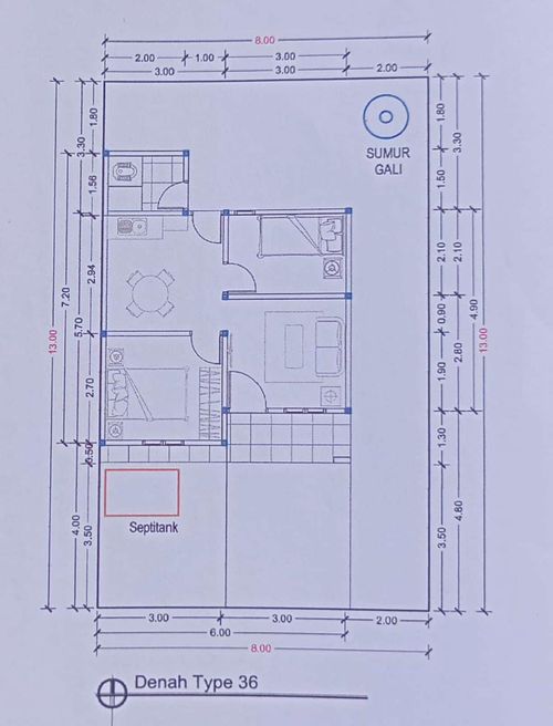 foto denah rumah tipe 36/104 perumahan RIZQIA REGENCY