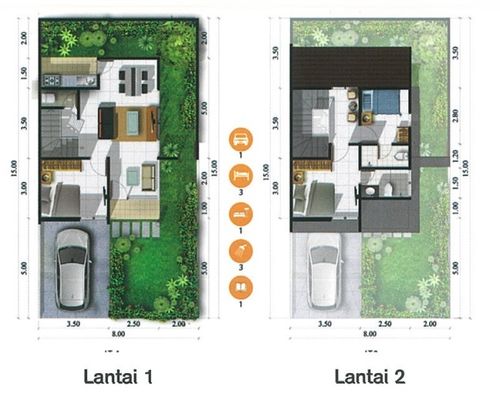 foto denah rumah tipe 85 perumahan TAMAN SIMPRUK