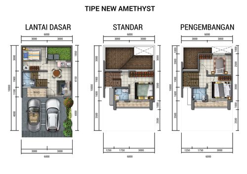 foto denah rumah tipe Amethyst Pengembangan perumahan The Golden Stone - Cluster Agate