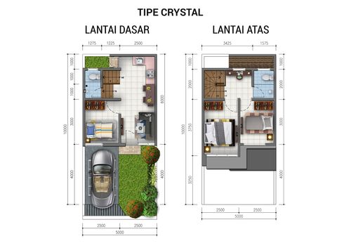 foto denah rumah tipe Crystal Plus perumahan The Golden Stone - Cluster Agate