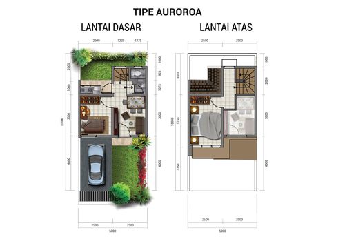 foto denah rumah tipe Aurora Plus perumahan The Golden Stone - Cluster Agate