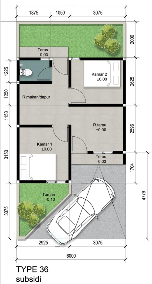 foto denah rumah tipe 36 perumahan GRAND MUTIARA REGENCY