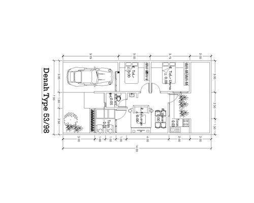 foto denah rumah tipe T. 53 / 98 perumahan Perum AUSTINVILLE Tahap II