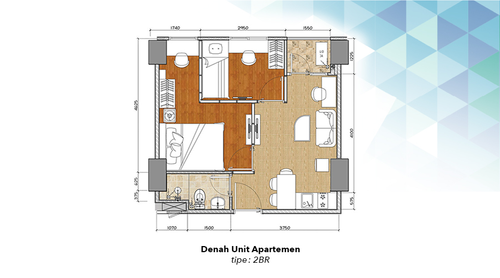 foto denah rumah tipe 2BR perumahan Apartemen Trans Park CIbubur