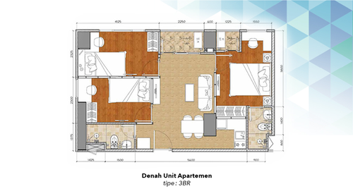 foto denah rumah tipe 3BR perumahan Apartemen Trans Park CIbubur