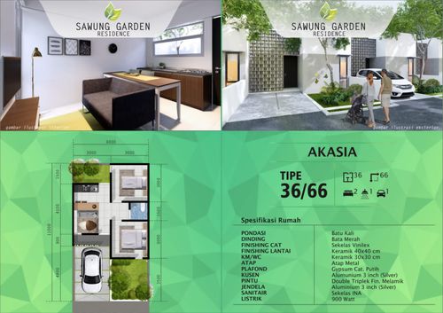 foto denah rumah tipe AKASIA perumahan SAWUNG GARDEN
