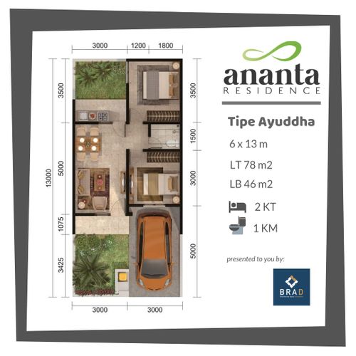 foto denah rumah tipe Ayuddha perumahan Perumahan Buana Gardenia