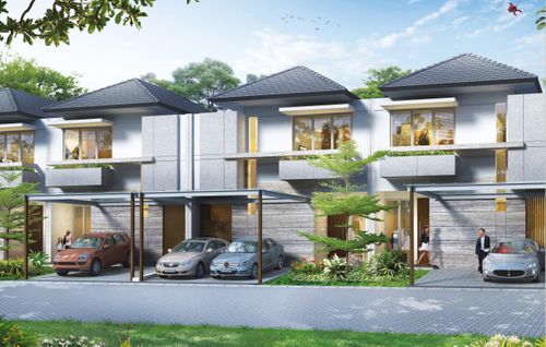 foto tampak rumah tipe 8X15 SUDUT perumahan KEBAYORAN INFINITY BINTARO JAYA