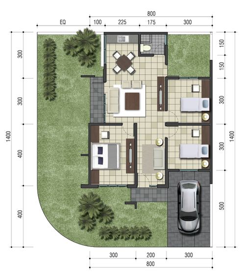 foto denah rumah tipe DILENIA perumahan Jade Ville
