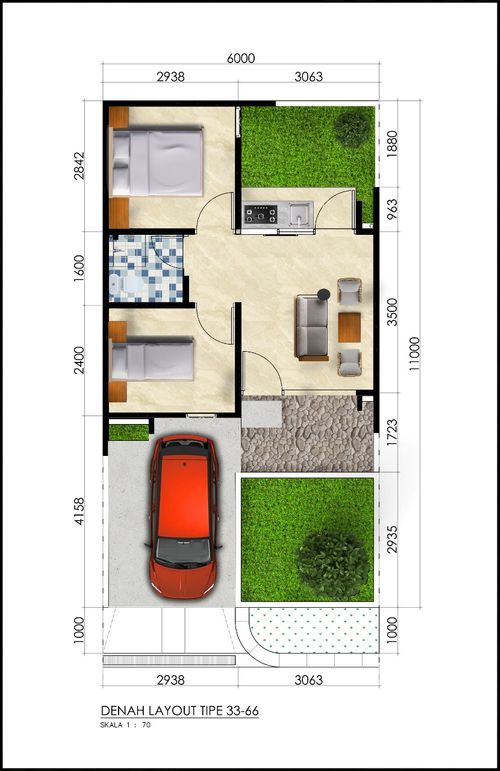 foto denah rumah tipe T.33/66 perumahan FAMILIA URBAN
