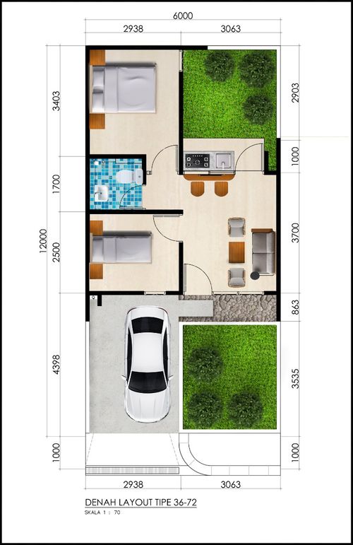 foto denah rumah tipe T.36/72 perumahan FAMILIA URBAN