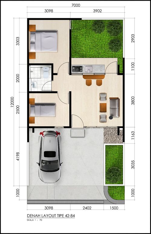 foto denah rumah tipe T.42/98 perumahan FAMILIA URBAN