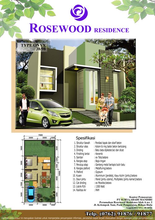 foto tampak rumah tipe Onyx perumahan Perumahan Rosewood Residence
