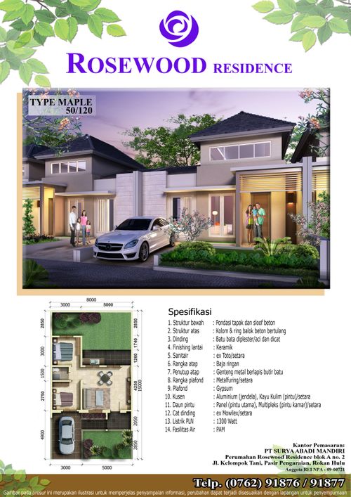 foto denah rumah tipe Maple perumahan Perumahan Rosewood Residence