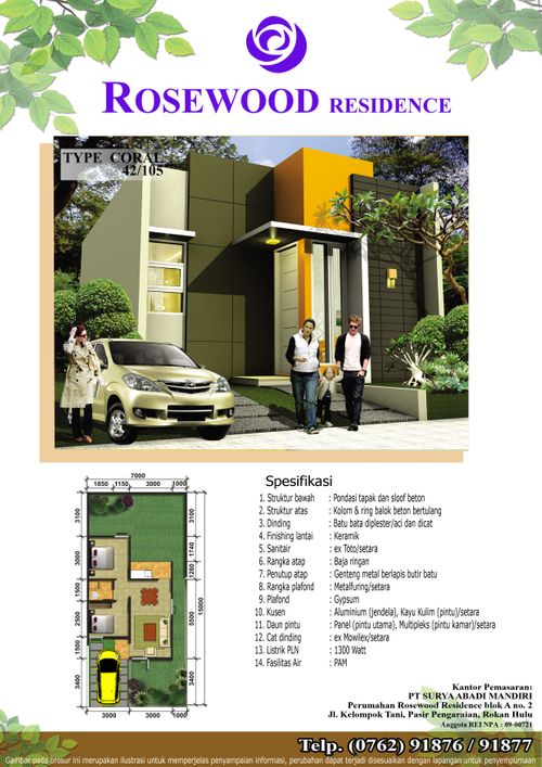 foto denah rumah tipe Coral perumahan Perumahan Rosewood Residence