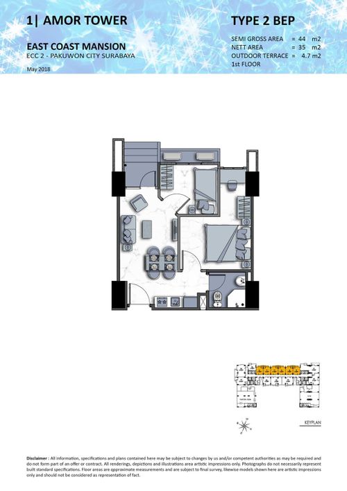 foto denah rumah tipe 2 BEP perumahan TOWER AMOR, EAST COAST MANSION
