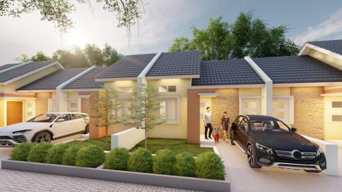 foto tampak rumah tipe Arjuno perumahan PESONA GREEN ELEVEN
