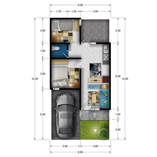foto denah rumah tipe EDELWEISS perumahan AMIRA TOWN HOUSE
