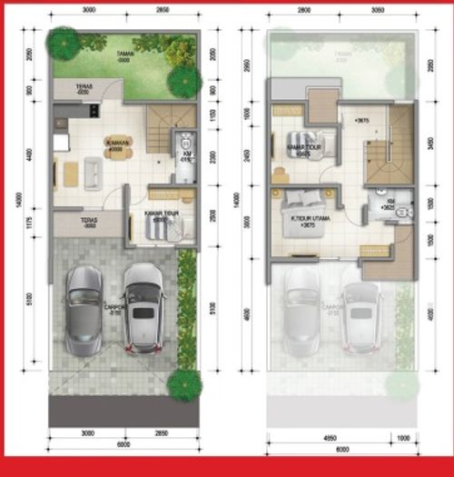 foto denah rumah tipe MAGNOLIA perumahan SINAR GADING RESIDENCE