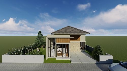 foto tampak rumah tipe 45/140 perumahan SAMOTA BEACH RESIDENCE