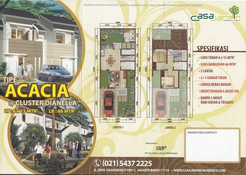 foto tampak rumah tipe Acacia Plus 90/66 perumahan CASA JARDIN RESIDENCE