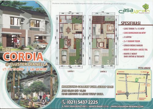 foto tampak rumah tipe Cordia Plus perumahan CASA JARDIN RESIDENCE