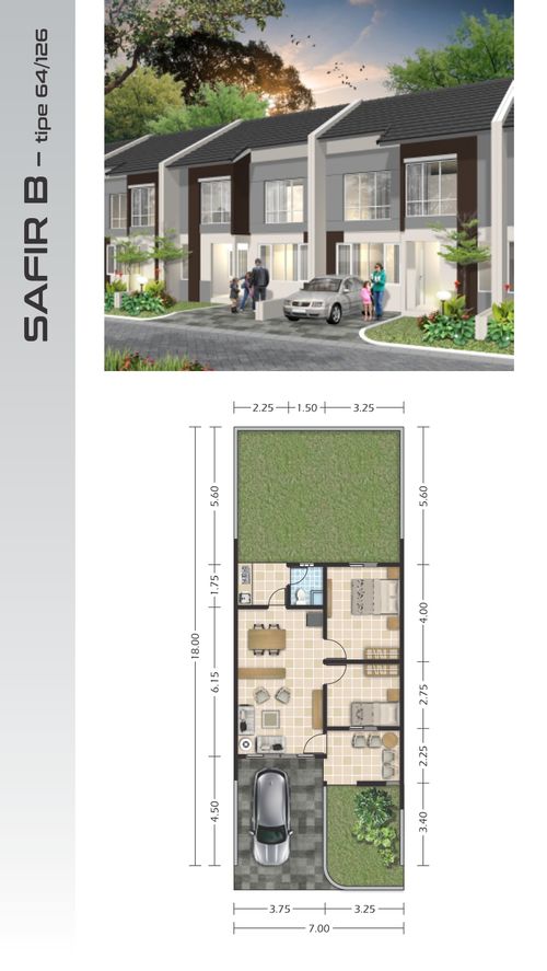 foto denah rumah tipe 64/126 SAFIR B perumahan PERUMAHAN WAHID MRANGGEN