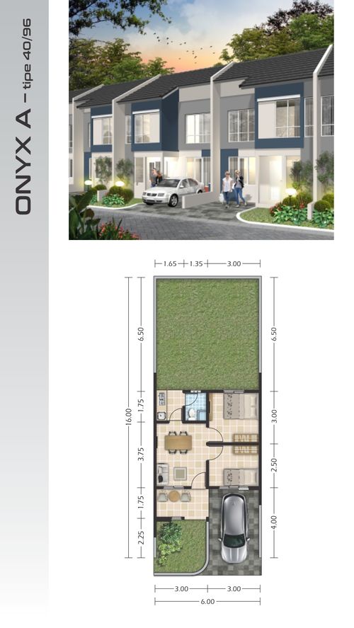 foto denah rumah tipe 40/96 ONYX A perumahan PERUMAHAN WAHID MRANGGEN