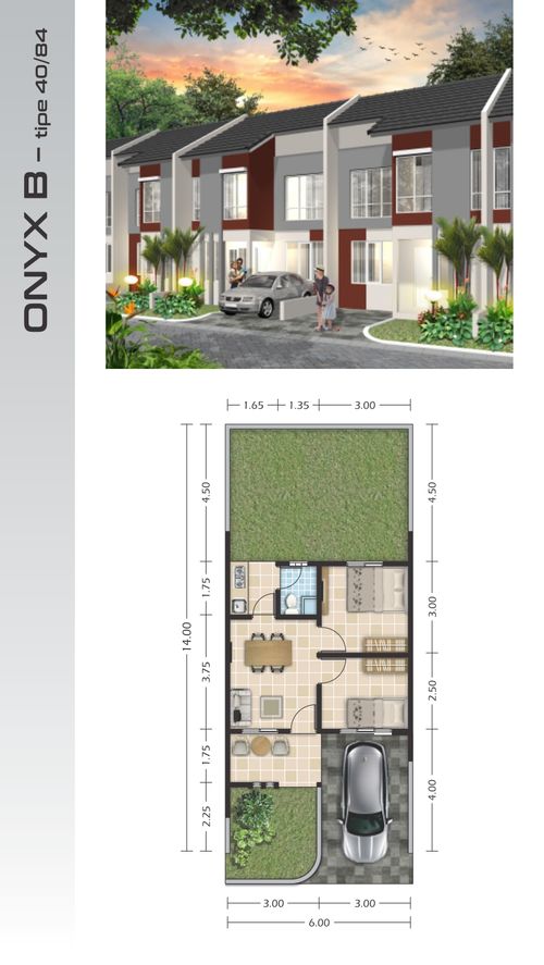 foto denah rumah tipe 40/84 ONYX B perumahan PERUMAHAN WAHID MRANGGEN