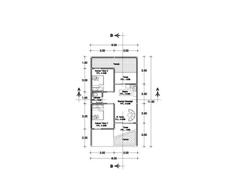 foto denah rumah tipe 45/69 perumahan Mubarok Residence