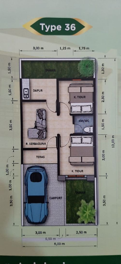 foto denah rumah tipe 36 perumahan PURI MAS 2