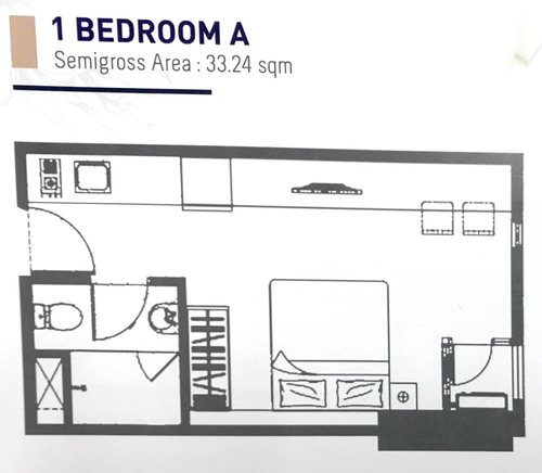 foto denah rumah tipe 1BR A perumahan APARTEMEN BELLEVIEW
