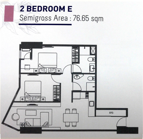 foto denah rumah tipe 2 BR E perumahan APARTEMEN BELLEVIEW