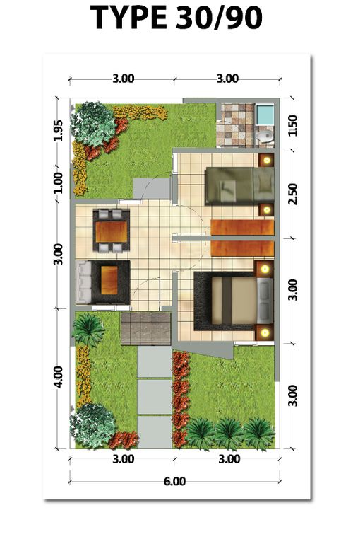 foto denah rumah tipe 30/90 250.475.000 perumahan Permata Puri Harmoni 2
