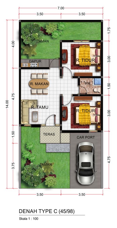 foto denah rumah tipe 45 perumahan TAMAN MELATI INDAH
