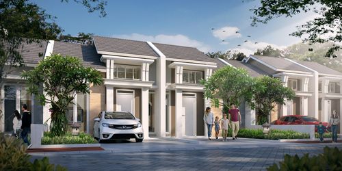 foto tampak rumah tipe Sakura 1 Hoek (133) perumahan CitraIndah City Bukit Sakura