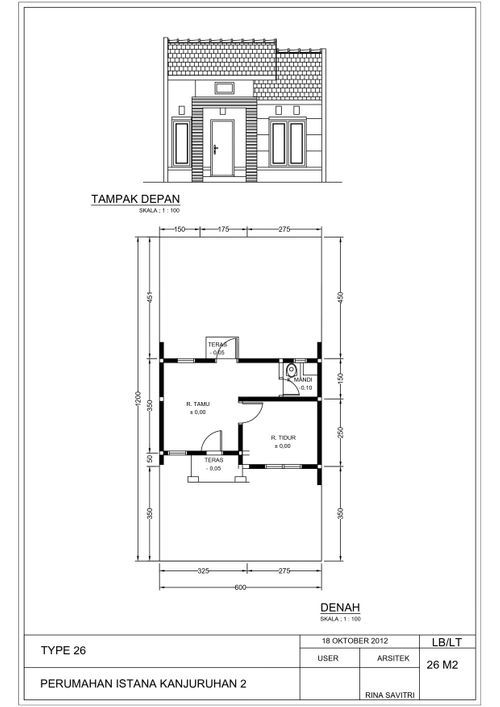 foto denah rumah tipe 26 perumahan ISTANA KANJURUHAN II