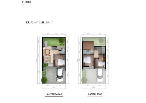 foto denah rumah tipe CHARU perumahan ASANA RESIDENCE CIBUBUR