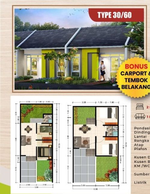 foto denah rumah tipe 30/60 perumahan Bukit Mas Residence
