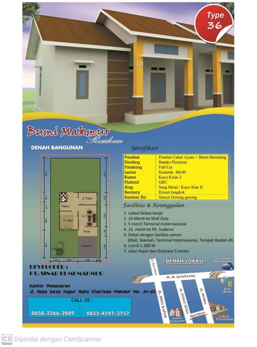 foto denah rumah tipe 36 perumahan BUMI MAKMUR RESIDENCE BLOK D & E