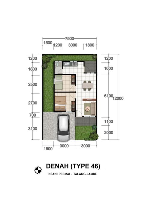 foto denah rumah tipe Rumah Tinggal 46/134 (2) perumahan Insani Permai