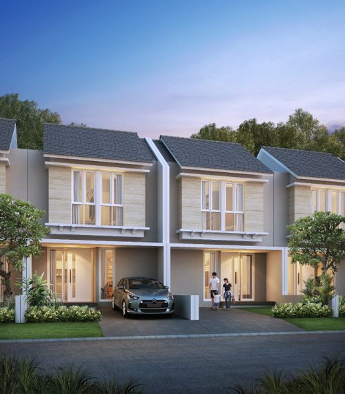 foto tampak rumah tipe Calathea A perumahan CITRALAND THE GREENLAKE SURABAYA