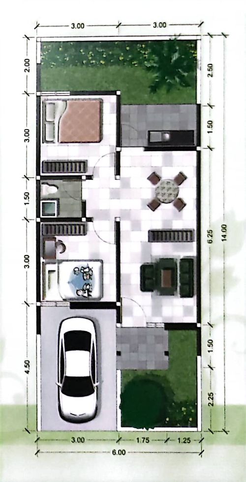 foto denah rumah tipe 45/84 A406 perumahan CLUSTER GRAND VALLEY